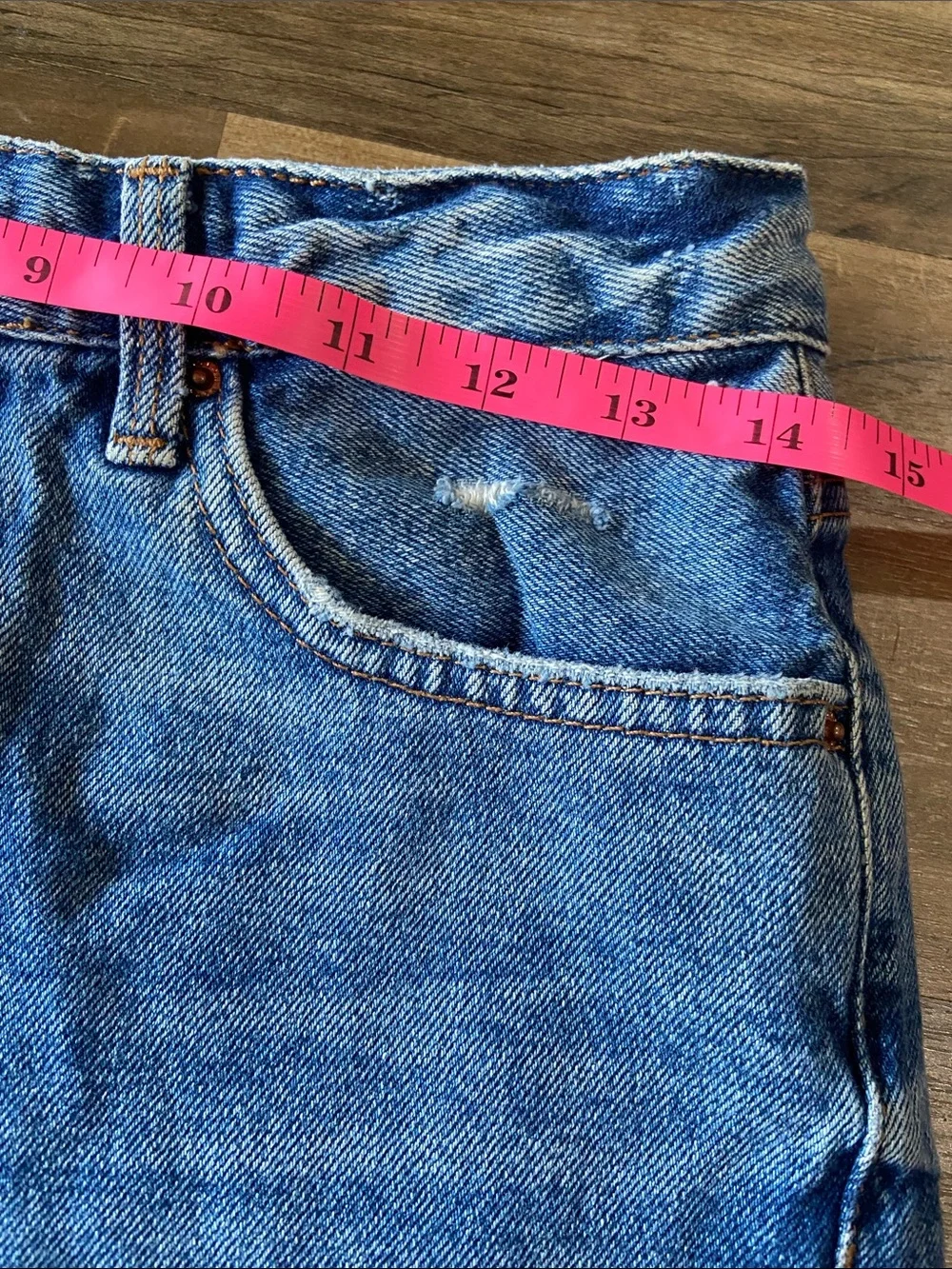 Topshop Moto Ashley Distressed Blue Denim Cutoff Shorts